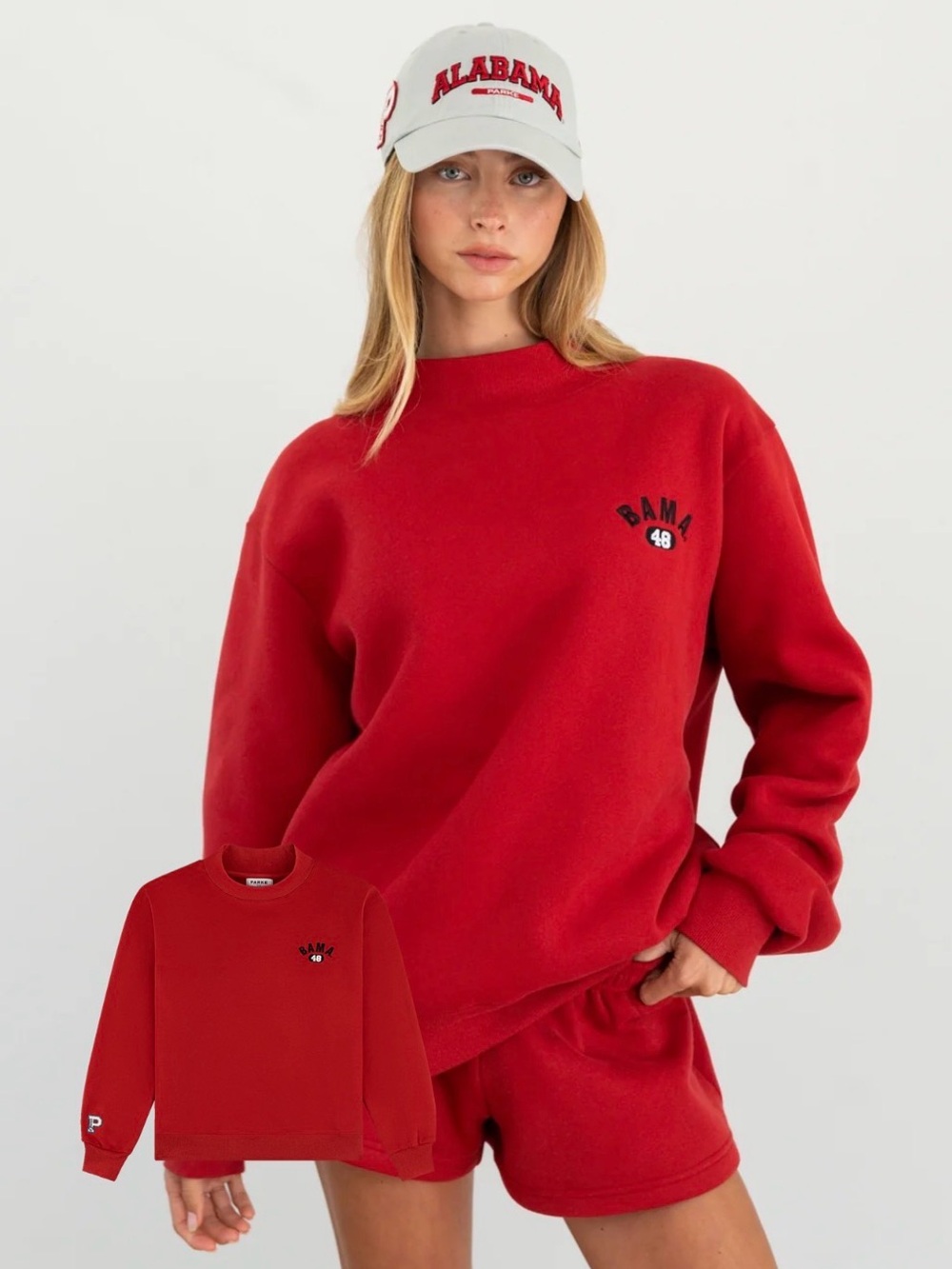PARKE Alabama University Crimson Fleece Mockneck and Claw Clip NWT